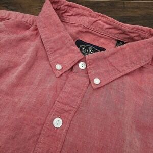Nat Nast Mens 2XL Red Linen Blend‎ Button Front Shirt